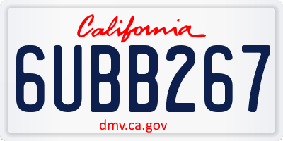 CA license plate 6UBB267