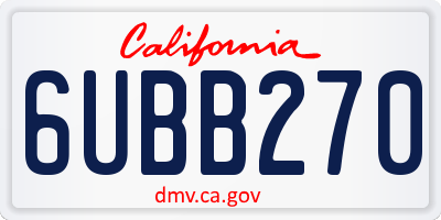 CA license plate 6UBB270