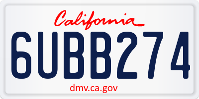CA license plate 6UBB274