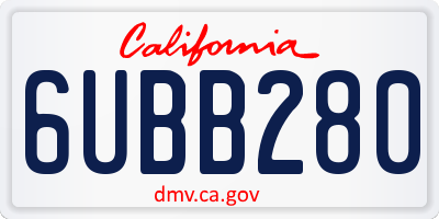 CA license plate 6UBB280