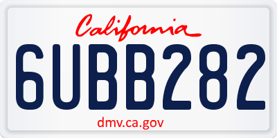 CA license plate 6UBB282