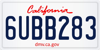 CA license plate 6UBB283