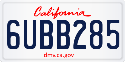 CA license plate 6UBB285