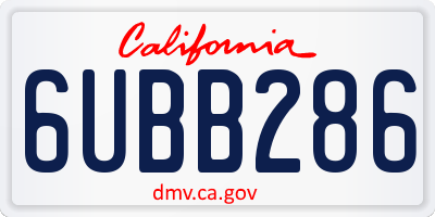 CA license plate 6UBB286
