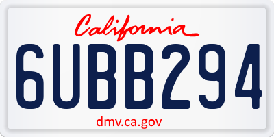 CA license plate 6UBB294