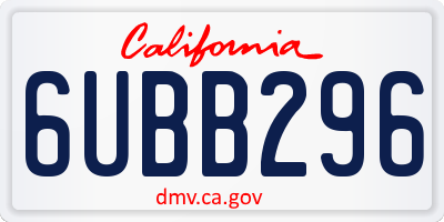 CA license plate 6UBB296
