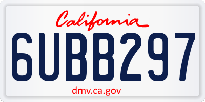 CA license plate 6UBB297