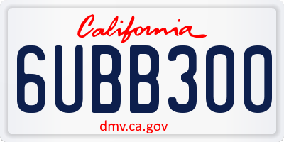 CA license plate 6UBB300