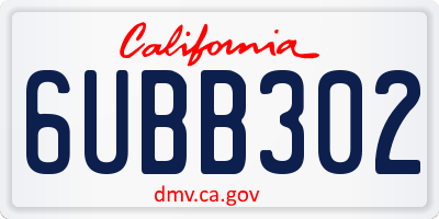 CA license plate 6UBB302