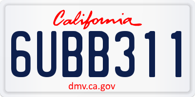 CA license plate 6UBB311