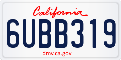 CA license plate 6UBB319