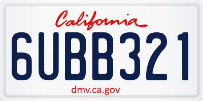 CA license plate 6UBB321