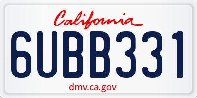 CA license plate 6UBB331