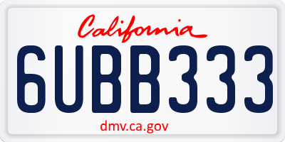 CA license plate 6UBB333