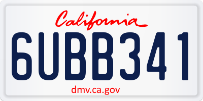 CA license plate 6UBB341