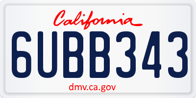 CA license plate 6UBB343