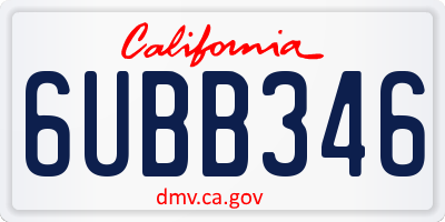 CA license plate 6UBB346