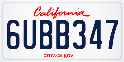 CA license plate 6UBB347