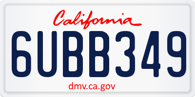 CA license plate 6UBB349