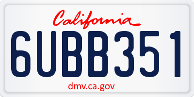 CA license plate 6UBB351