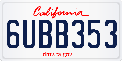 CA license plate 6UBB353