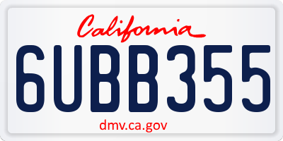 CA license plate 6UBB355