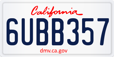 CA license plate 6UBB357