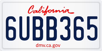 CA license plate 6UBB365