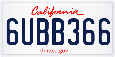 CA license plate 6UBB366