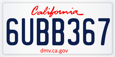 CA license plate 6UBB367