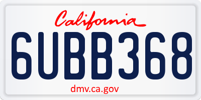 CA license plate 6UBB368