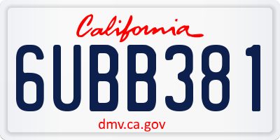 CA license plate 6UBB381