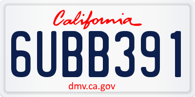 CA license plate 6UBB391