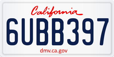 CA license plate 6UBB397