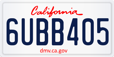 CA license plate 6UBB405