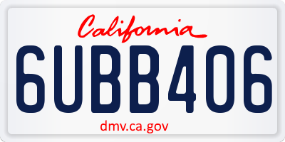 CA license plate 6UBB406