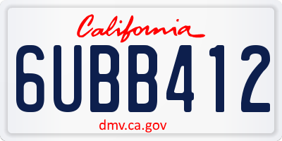 CA license plate 6UBB412