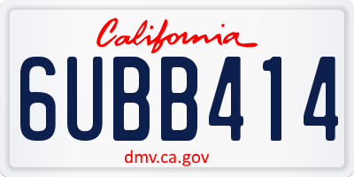CA license plate 6UBB414