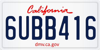 CA license plate 6UBB416