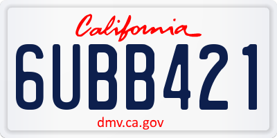 CA license plate 6UBB421