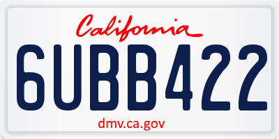 CA license plate 6UBB422