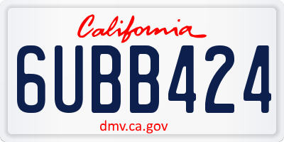 CA license plate 6UBB424