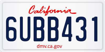 CA license plate 6UBB431