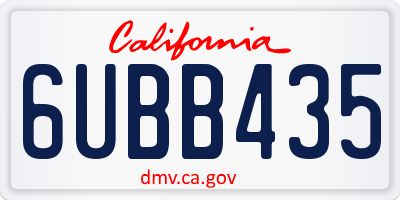 CA license plate 6UBB435