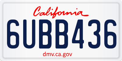 CA license plate 6UBB436