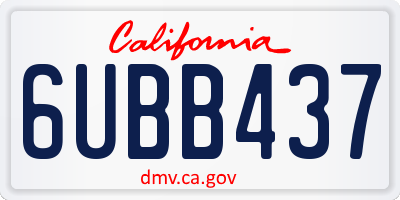 CA license plate 6UBB437