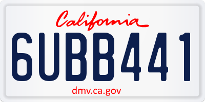 CA license plate 6UBB441