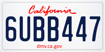 CA license plate 6UBB447