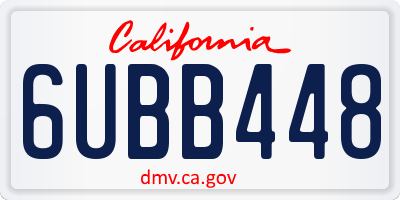 CA license plate 6UBB448