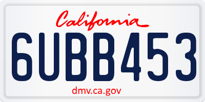 CA license plate 6UBB453